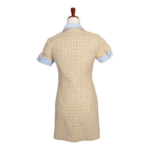 Sandro Paris Mella Tweed & Denim Button Down Mini Dress Size S #1297 - Picture 3 of 9